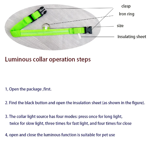 Collar fluorescente luminoso de seguridad nocturna que brilla en la oscuridad - Imagen 2