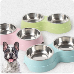 Cuenco doble de acero inoxidable para alimentación de mascotas